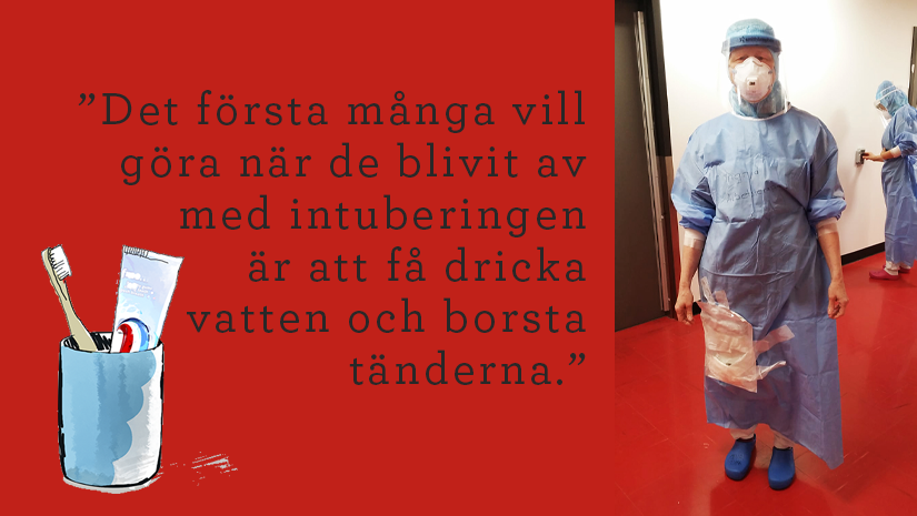 Ingrid Berggren i skyddsutrustning